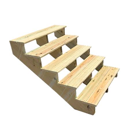 5 Tread Assembled Treated Wood Steps