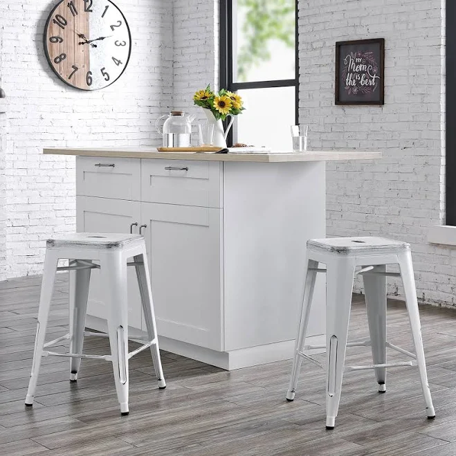 Ac Pacific 24 Metal Backless Barstool...