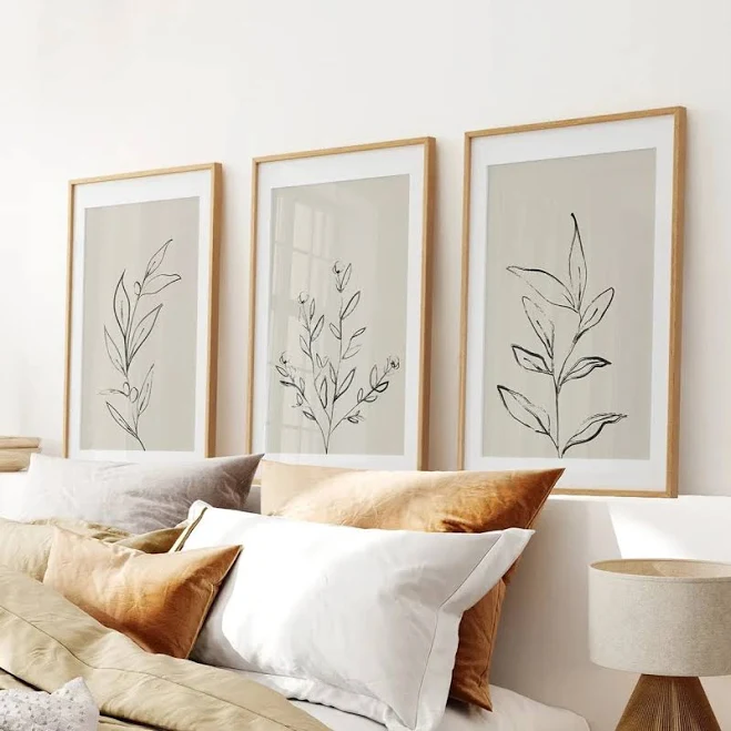 Blush Pink Botanical Line Art Print S...