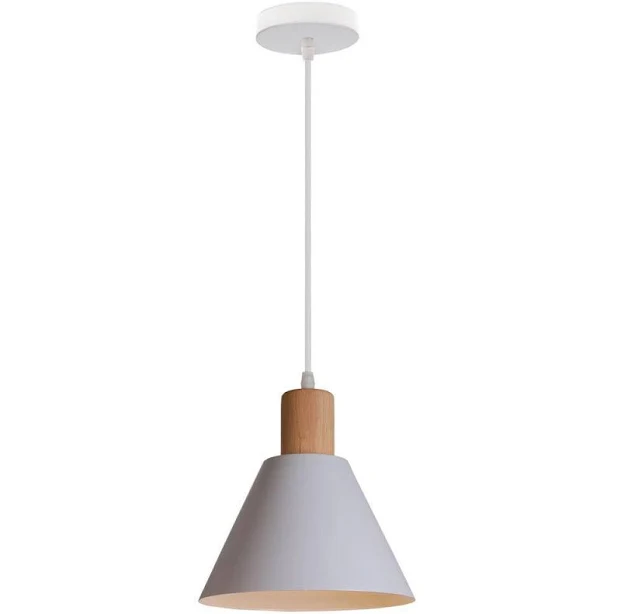 Nordic Wood Cone Pendant Light | 1-Li...
