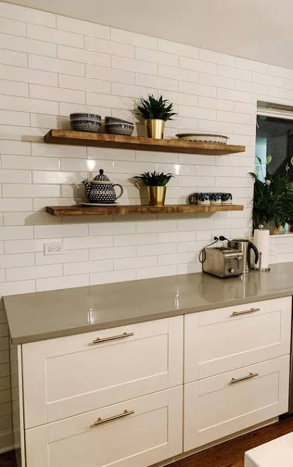 Solid Wood Stained Floating Shelves |...