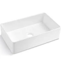 White Ceramic 33 in. L x 20 in. W Sin...