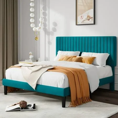 Allewie Queen Velvet Upholstered Plat...