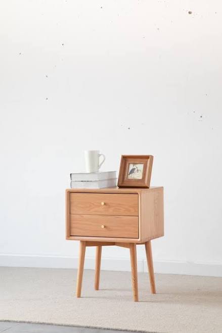 Solid Cherrywood Nightstand: Mid-Cent...