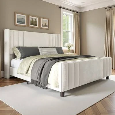 AMERLIFE King Velvet Upholstered Plat...