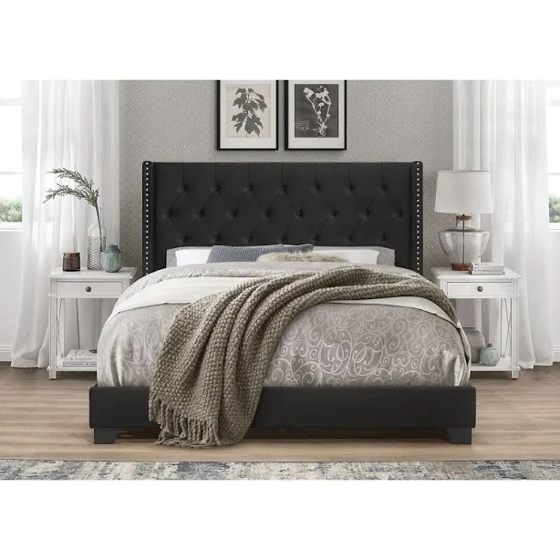 Home Design Brady Tufted Wingback Uph...