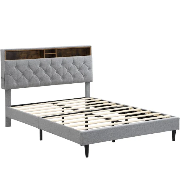 Queen Upholstered Platform Bed Frame ...