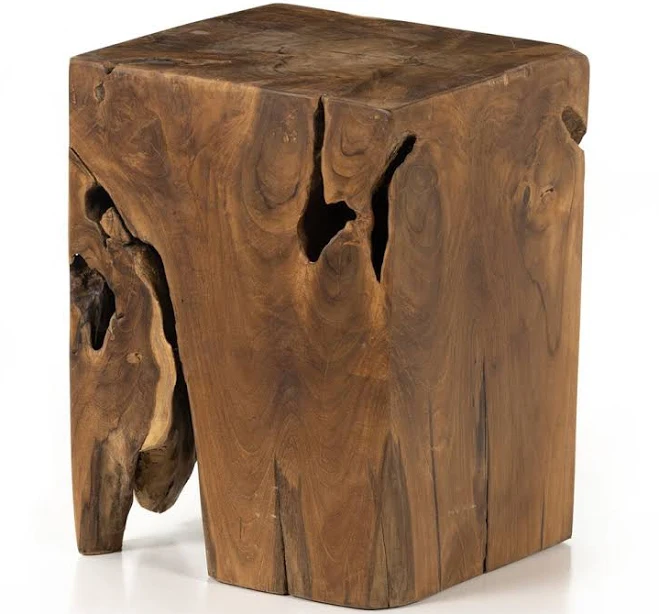 Aged Teak Square Outdoor Stool