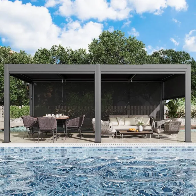 EROMMY Outdoor Louvered Pergola with ...