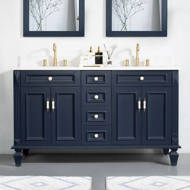 WELLFOR Traditional 60-in Navy Blue U...