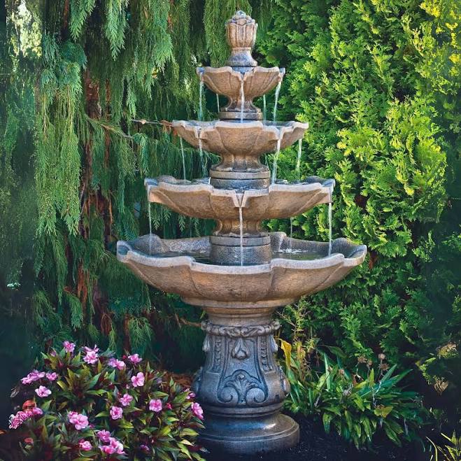 Classic 4-Tier Concrete Outdoor Water...