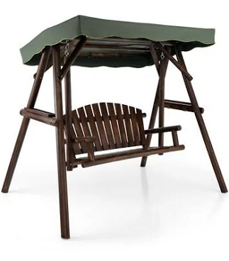 Costway 2 Person Wooden Garden Swing ...