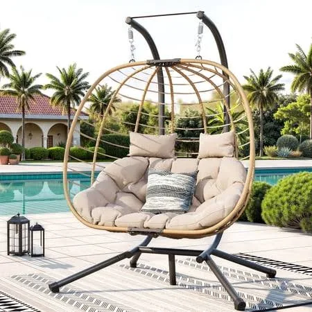 ELPOSUN Double Wicker Swing Egg Chair