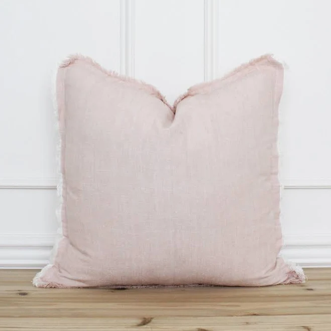 Blush Pink Fringe Pillow Cover