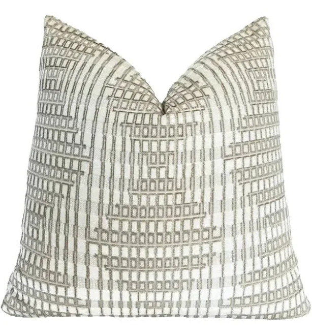 Cream Geometric Velvet Throw Pillow