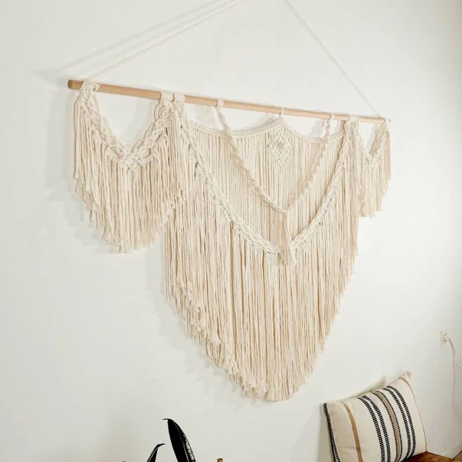 Large Cream Macrame Wall Hanging, Boh...