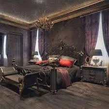 Matilda Obsidian Gothic Iron Bed - be...