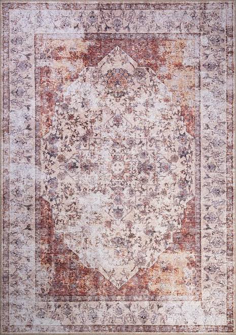Aisha Oriental Distressed Red and Bei...