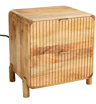 Etta Wooden Nightstand, Mango Wood, N...