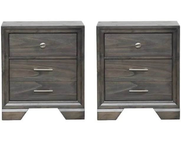 Grey II Wood 2-Drawer Nightstand Set ...