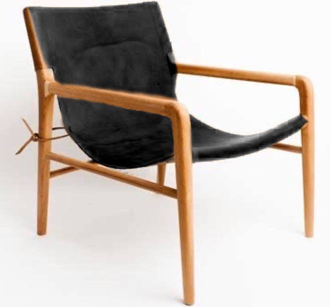 Handcrafted Black Leather Sling Chair...