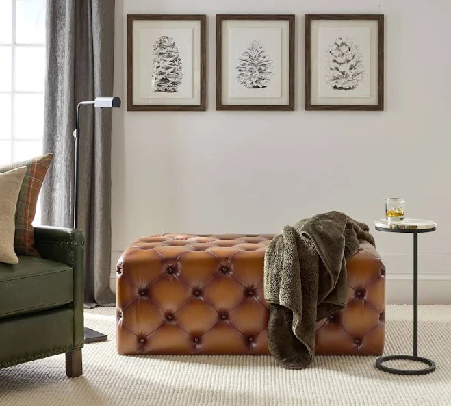 Pottery Barn Tufted Rectangular Leath...