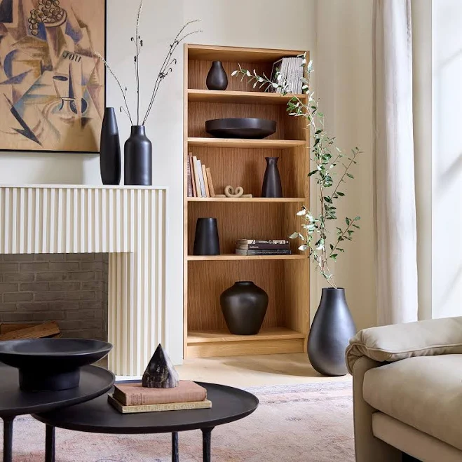 West Elm Pure Black Ceramic Vase