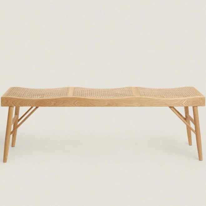 Zara Home Wood And Rattan Bench