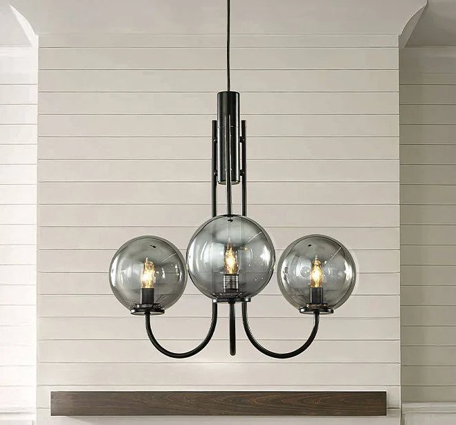 3-Light 25'' Modern Glam Smoked Glass...