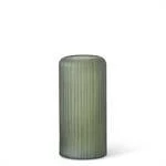 Frosted Green Ribbed Glass Vase