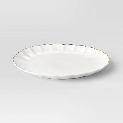 Threshold Scalloped Gold Rim Serve Pl...