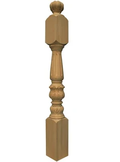 Carved Leaf Newel Post