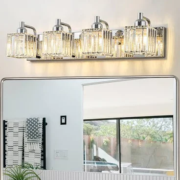 Dimmable Square Bathroom Crystal Vani...