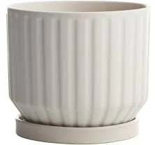 Ribbed Ceramic Planter Black