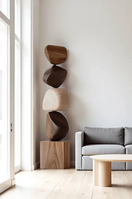 Tall Abstract Wood Sculpture
