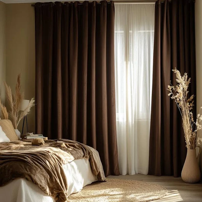 Custom dark chocolate velvet curtains...