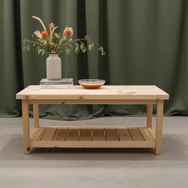 Unfinished Farmhouse Solid Wood Coffe...