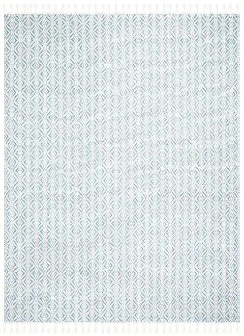 Blue & White Hand Loomed Geometric Pa...