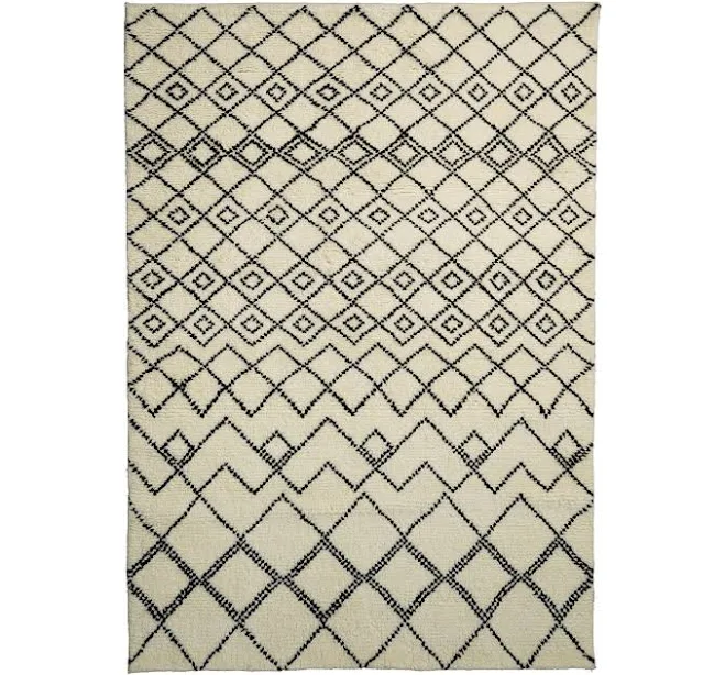 Ivory Berber wool rug - Abstract, Con...