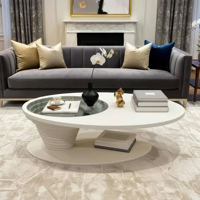 Modern White Coffee Table: Sculptural...