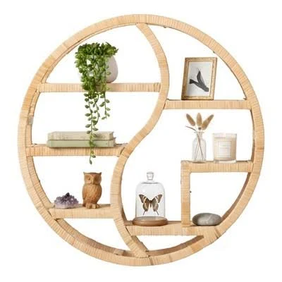 Vintiquewise Round Bamboo Wall Shelf