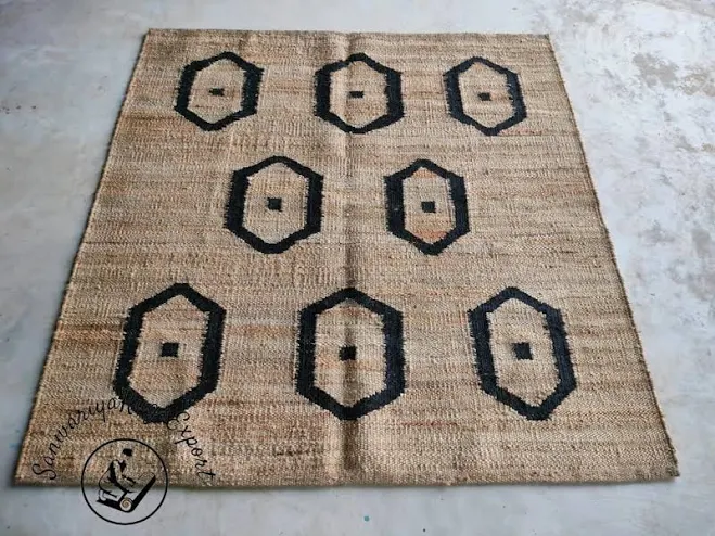 Natural Hemp Black Jute Handmade Stri...