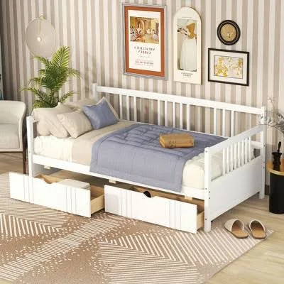 Solid Wood Twin Daybed with Storage D...
