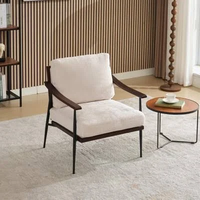 White Mid-Century Accent Chair