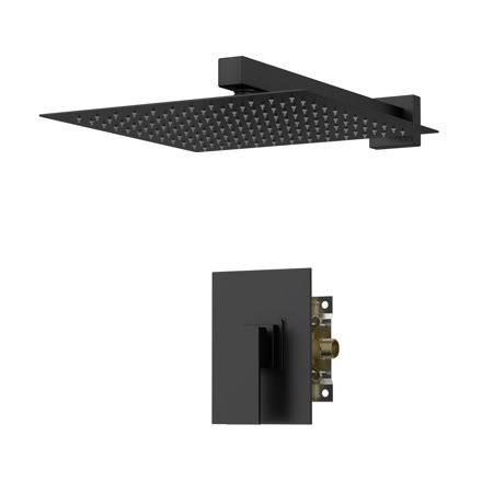 Logmey Matte Black Rainfall Shower Set