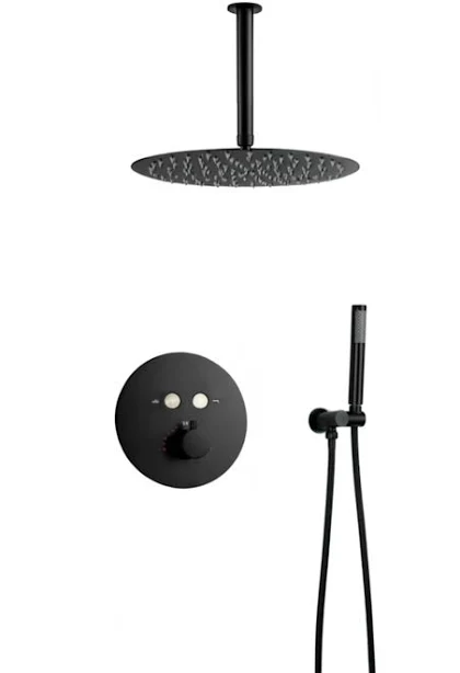 Max Faucets Matte Black Round Thermos...