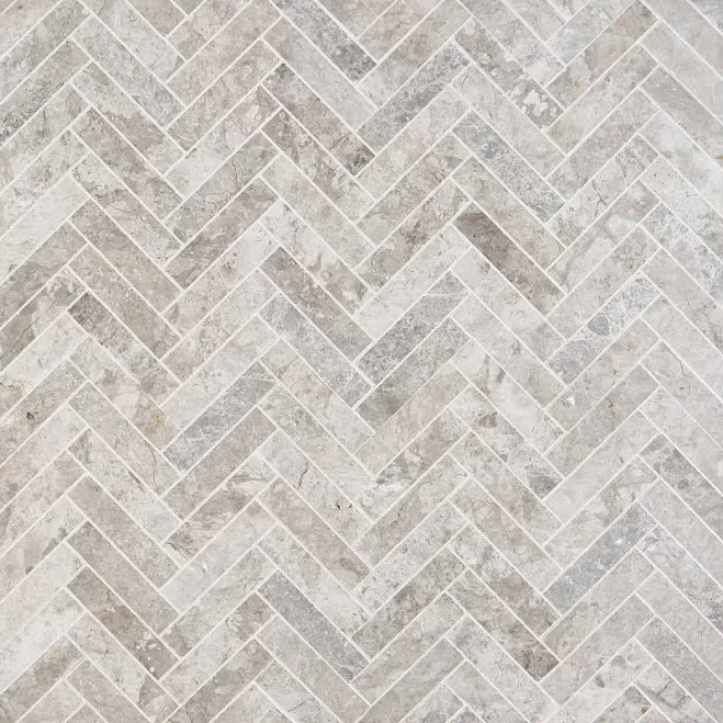Tundra Herringbone Honed Marble Mosai...