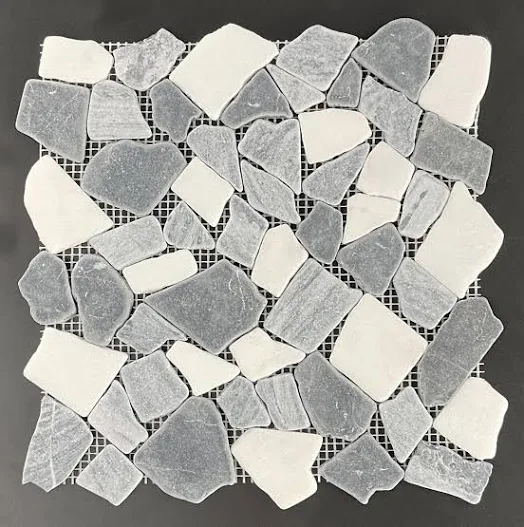 White and Grey Marble Pebble Wall and...