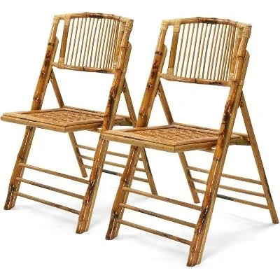 VINGLI Bamboo Folding Chair (2 Pack)