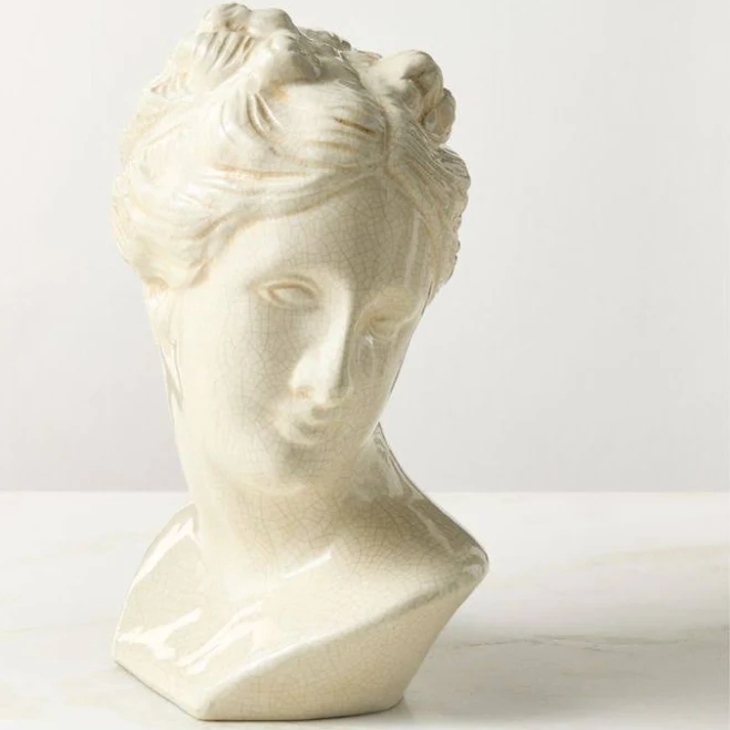 Eris White Bust Sculpture With Crackl...